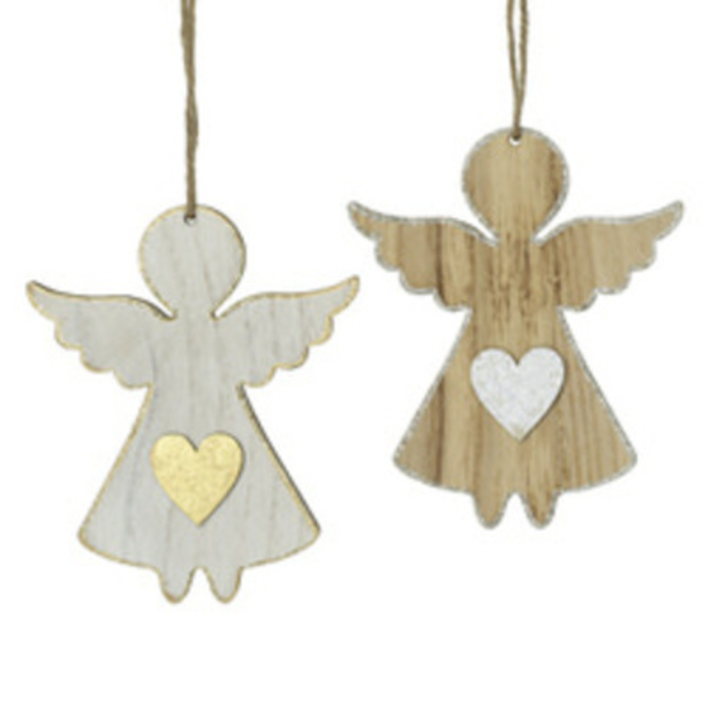 Hanging Wooden Angel in Gold or Silver by Heaven Sends